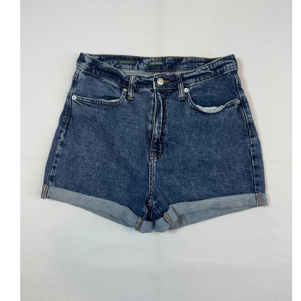 High Rise Mom Shorts Denim Jean Shorts Womens 8 29R Blue Cuffed Highest Rise - Picture 1 of 8